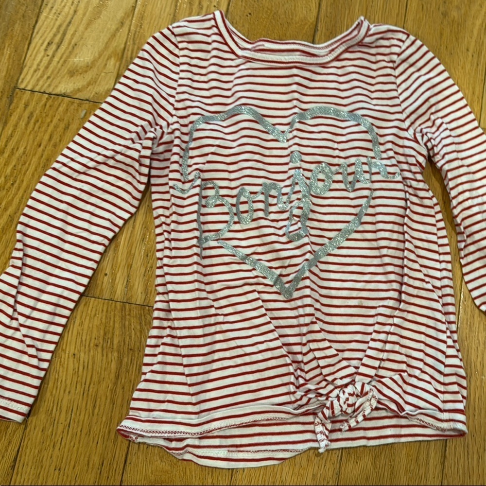 Carter's Red and White Striped Shirt with Silver Heart